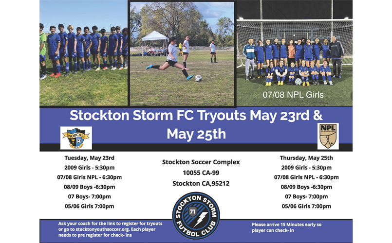 Stockton Storm FC Tryouts
